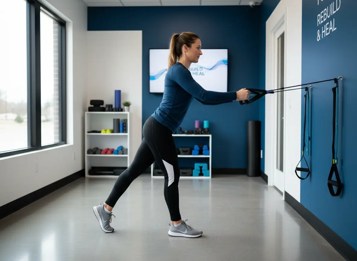 Athlete rebuilding strength during rehabilitation after injury supported by hyperbaric oxygen therapy