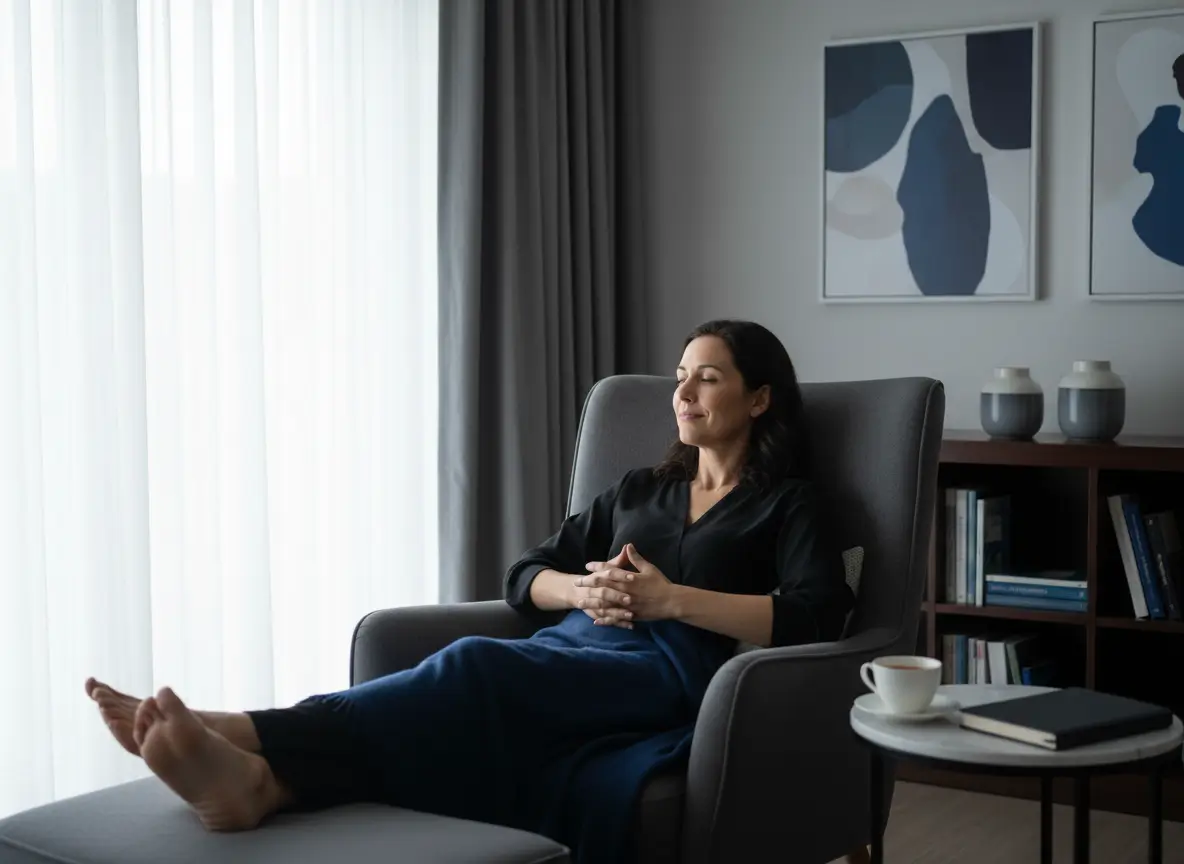 Adult managing autoimmune fatigue with supportive medical recovery plan