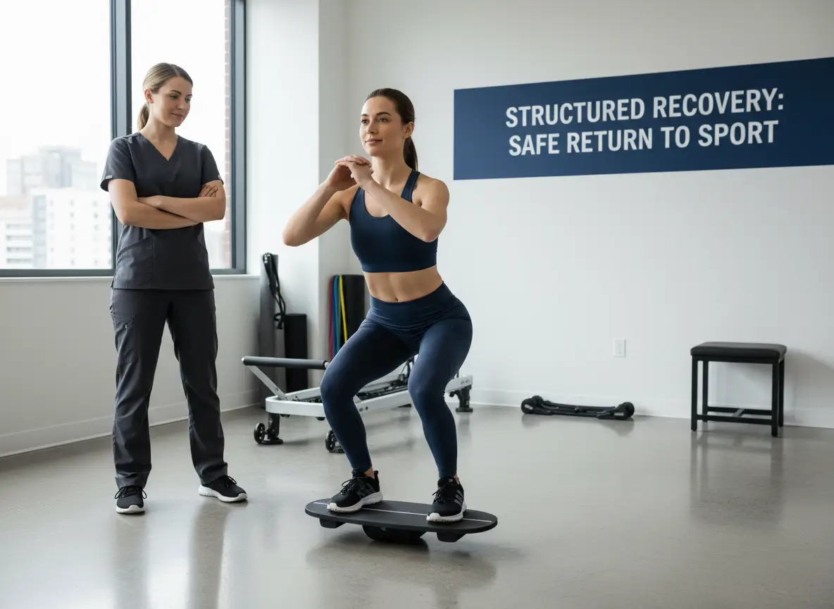 Athlete returning to training after injury with medical supervision as part of HBOT sports recovery plan